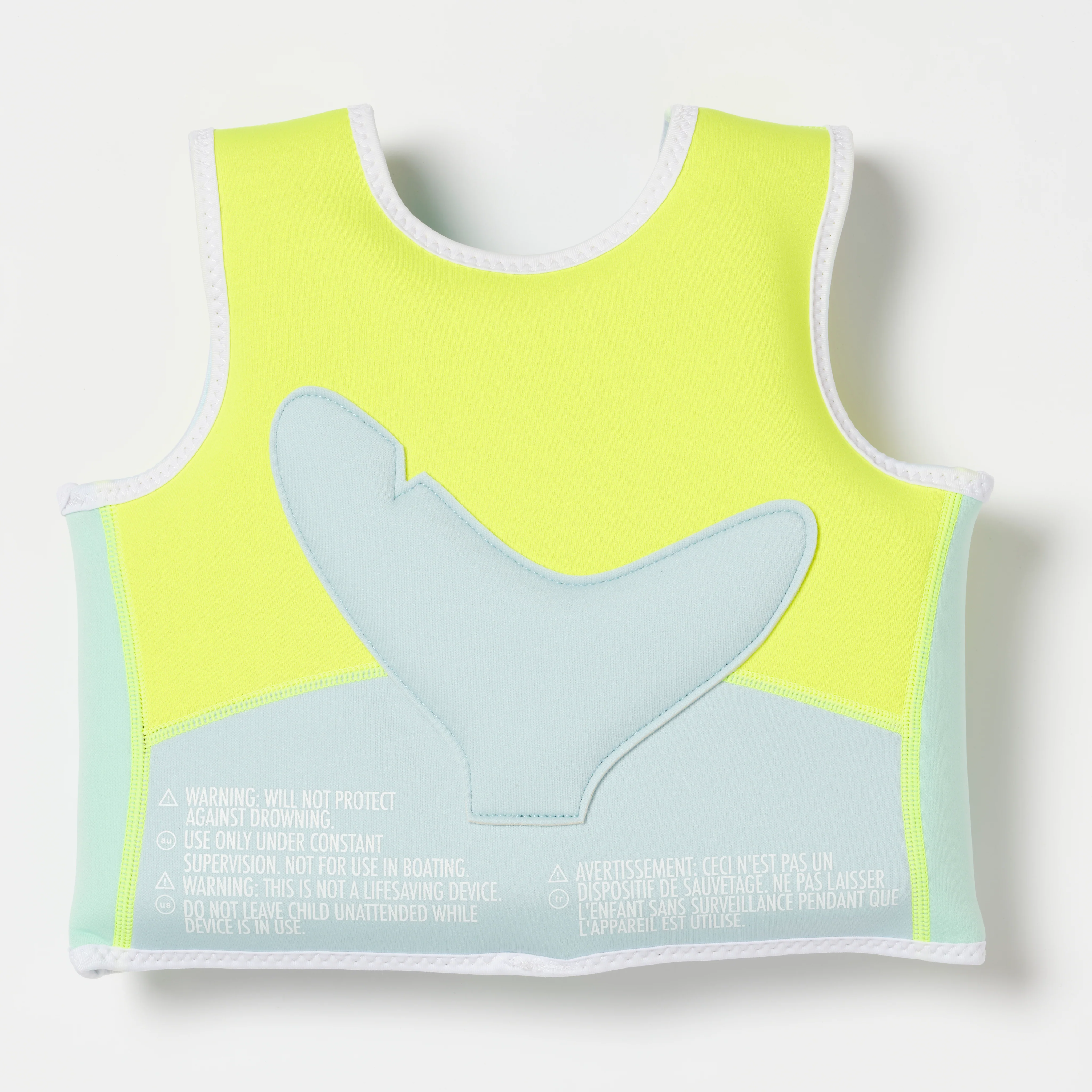 Salty the Shark Swim Vest 1-2 Aqua Neon Yellow - Image 3