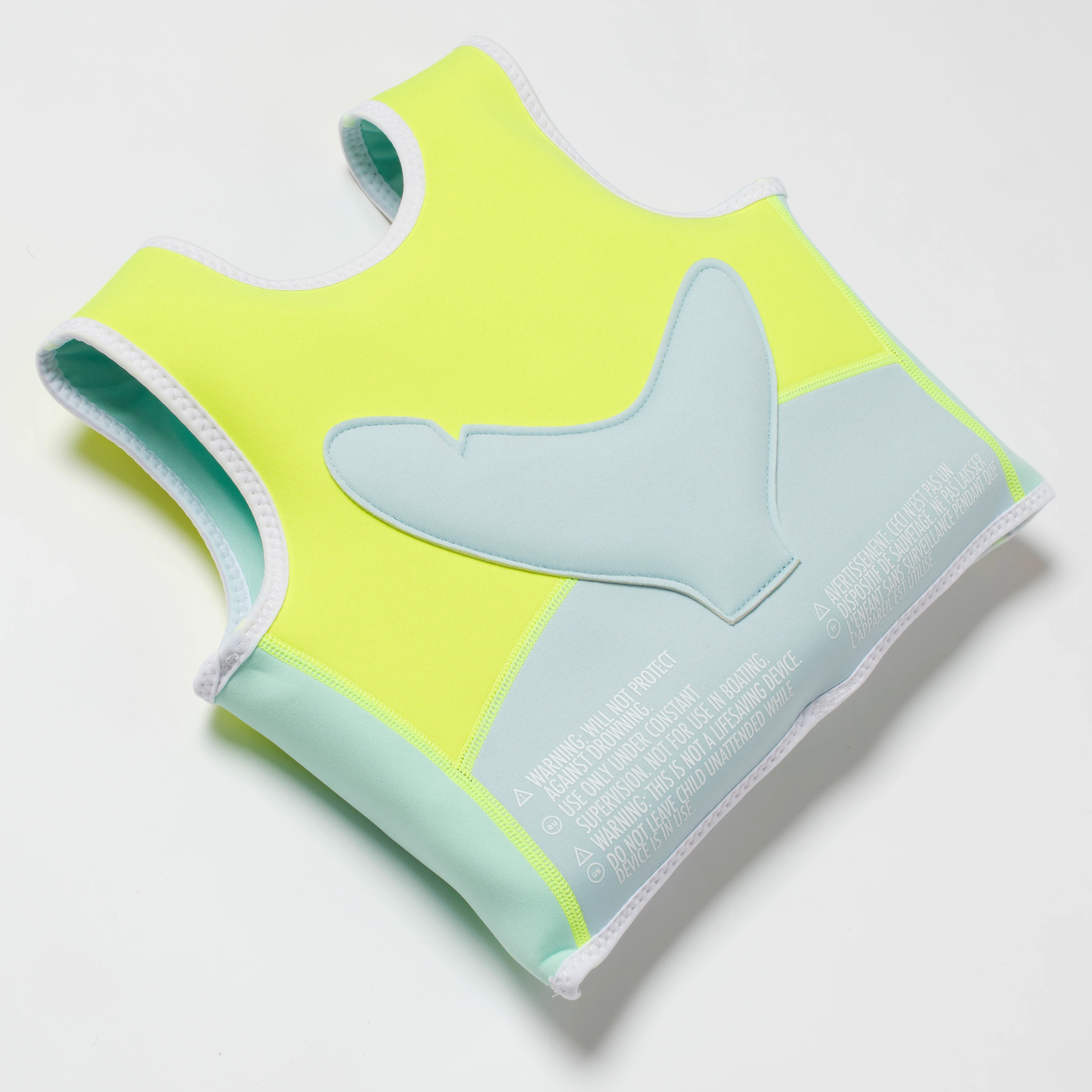Salty the Shark Swim Vest 1-2 Aqua Neon Yellow - Image 5