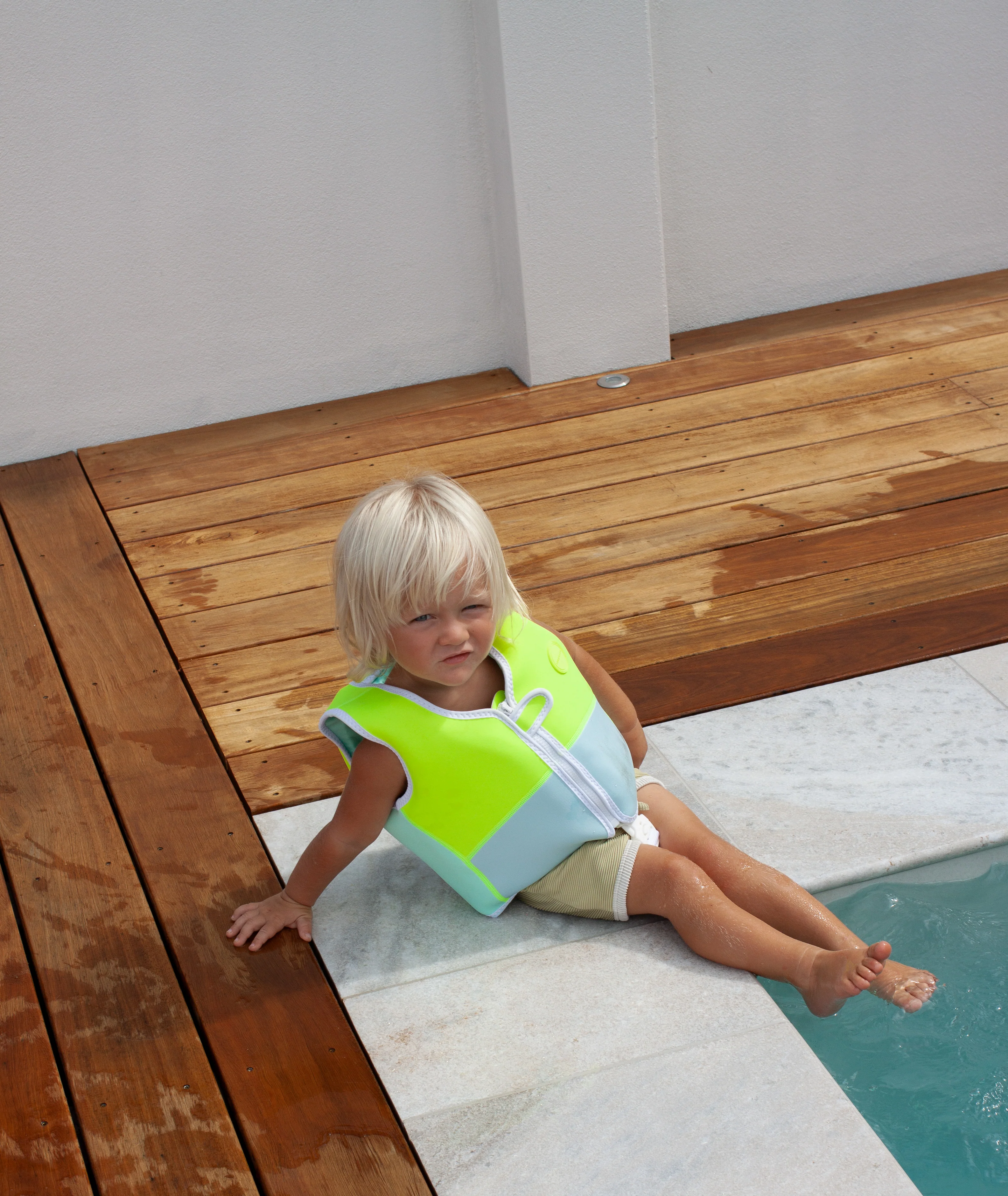 Salty the Shark Swim Vest 1-2 Aqua Neon Yellow - Image 6