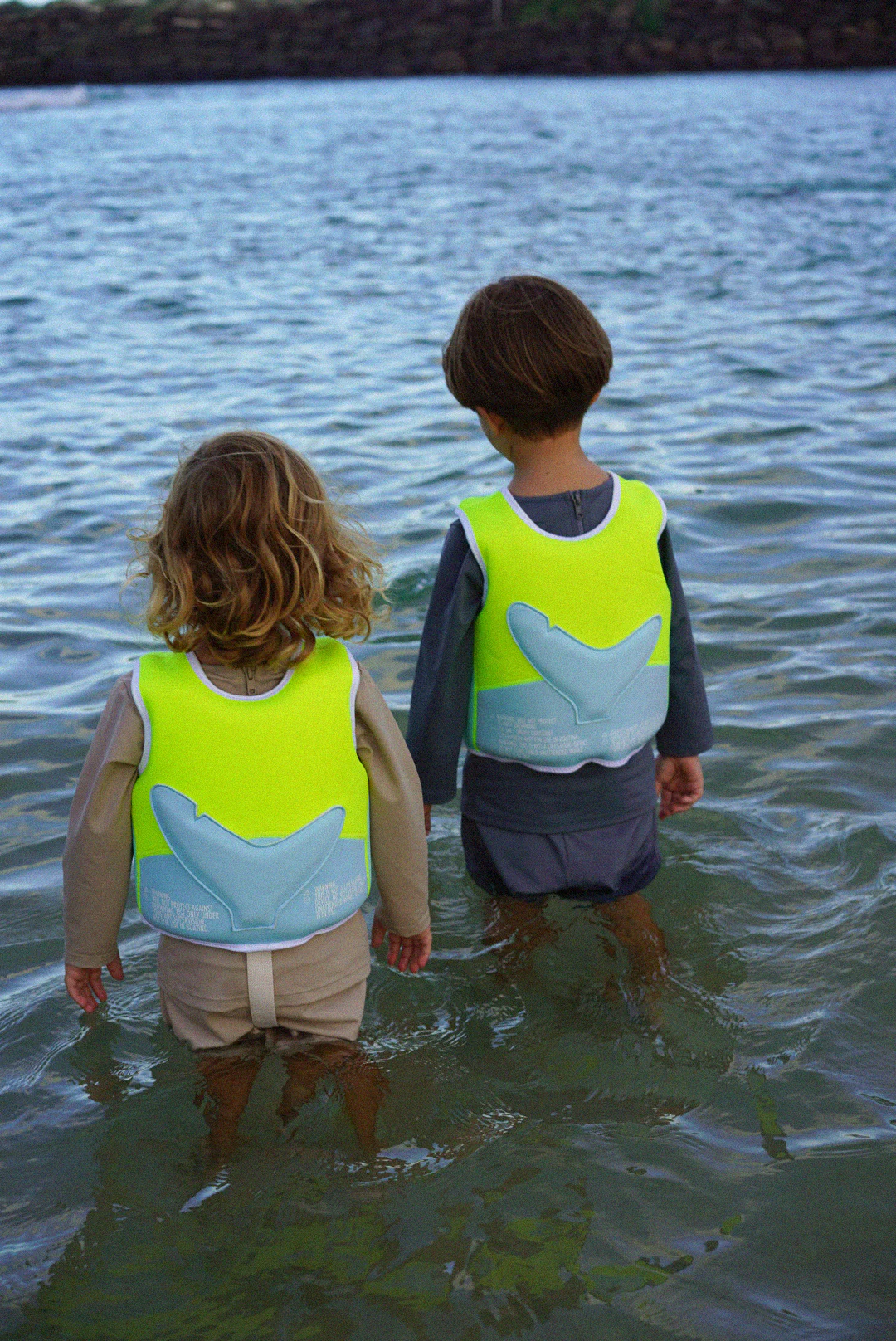 Salty the Shark Swim Vest 1-2 Aqua Neon Yellow - Image 9
