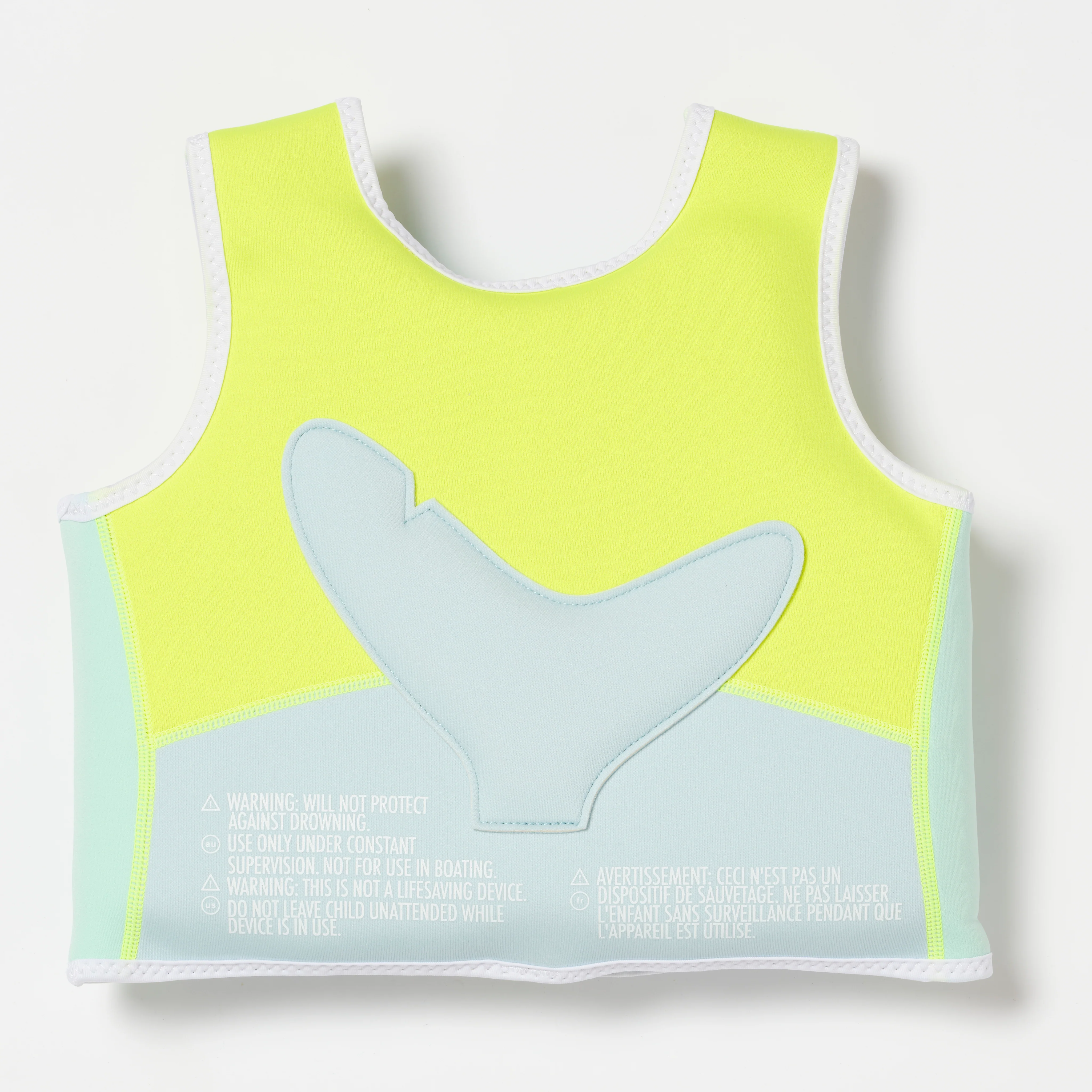 Salty the Shark Swim Vest 2-3 Aqua Neon Yellow - Image 2