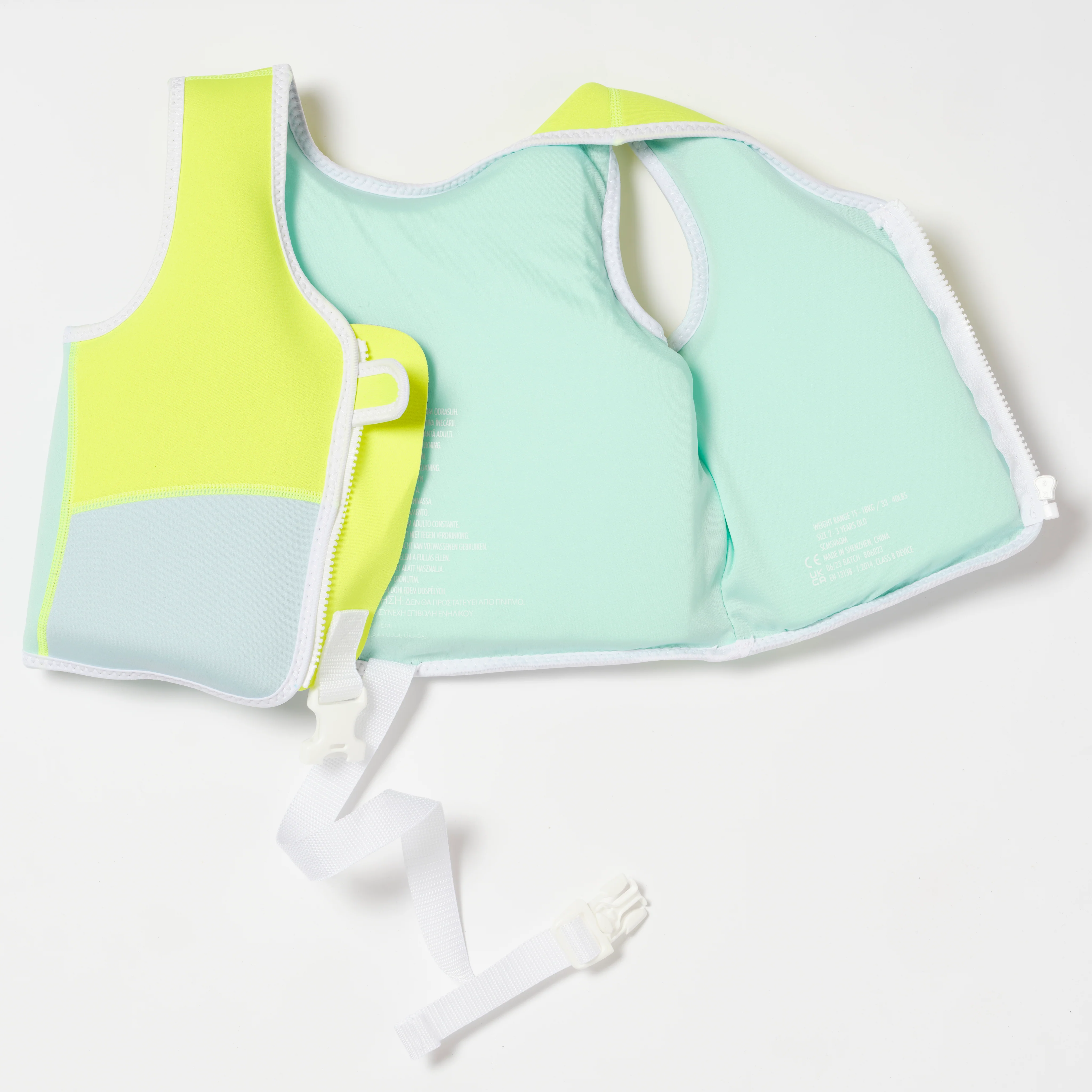 Salty the Shark Swim Vest 2-3 Aqua Neon Yellow - Image 3