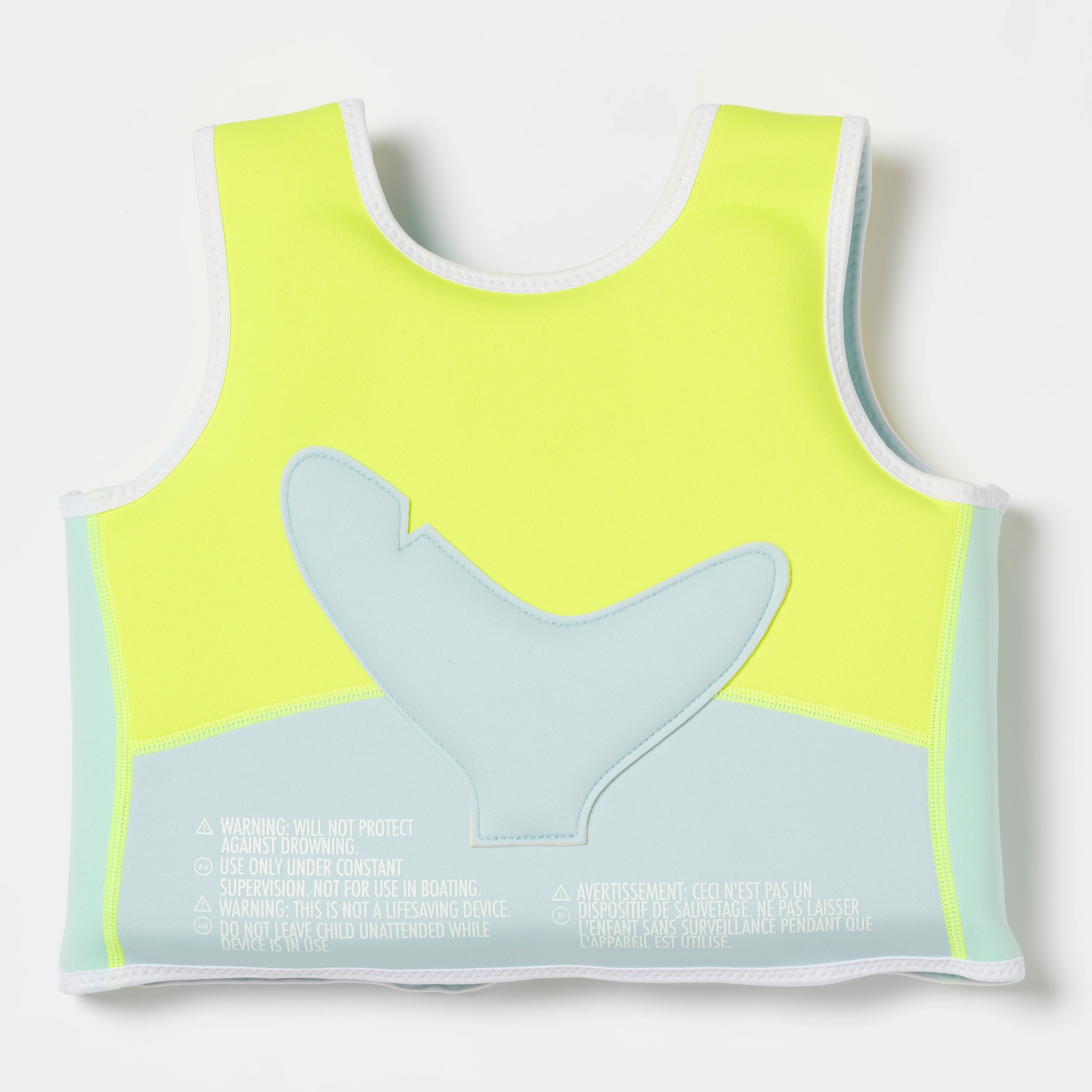 Salty the Shark Swim Vest 3-6 Aqua Neon Yellow - Image 2