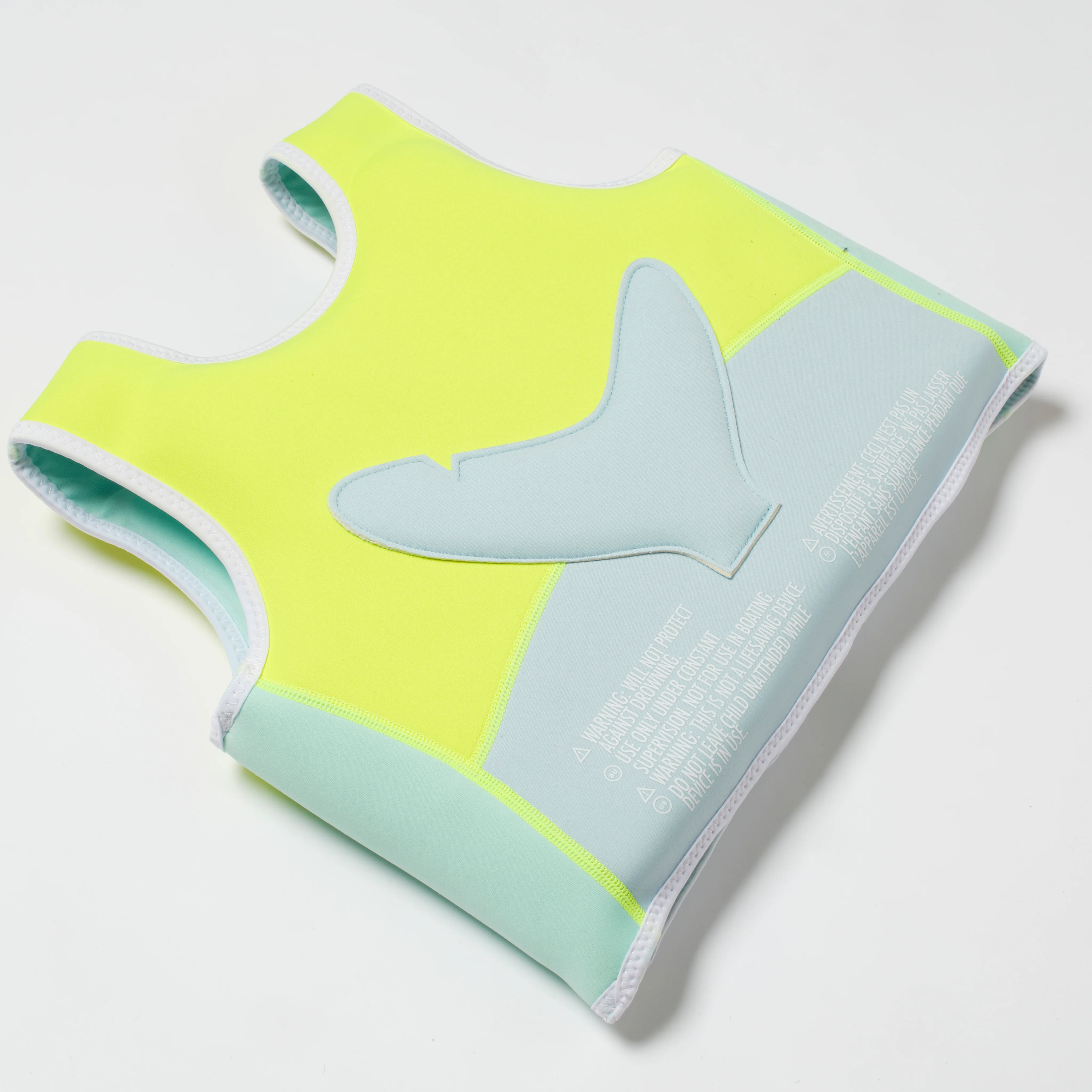 Salty the Shark Swim Vest 3-6 Aqua Neon Yellow - Image 5