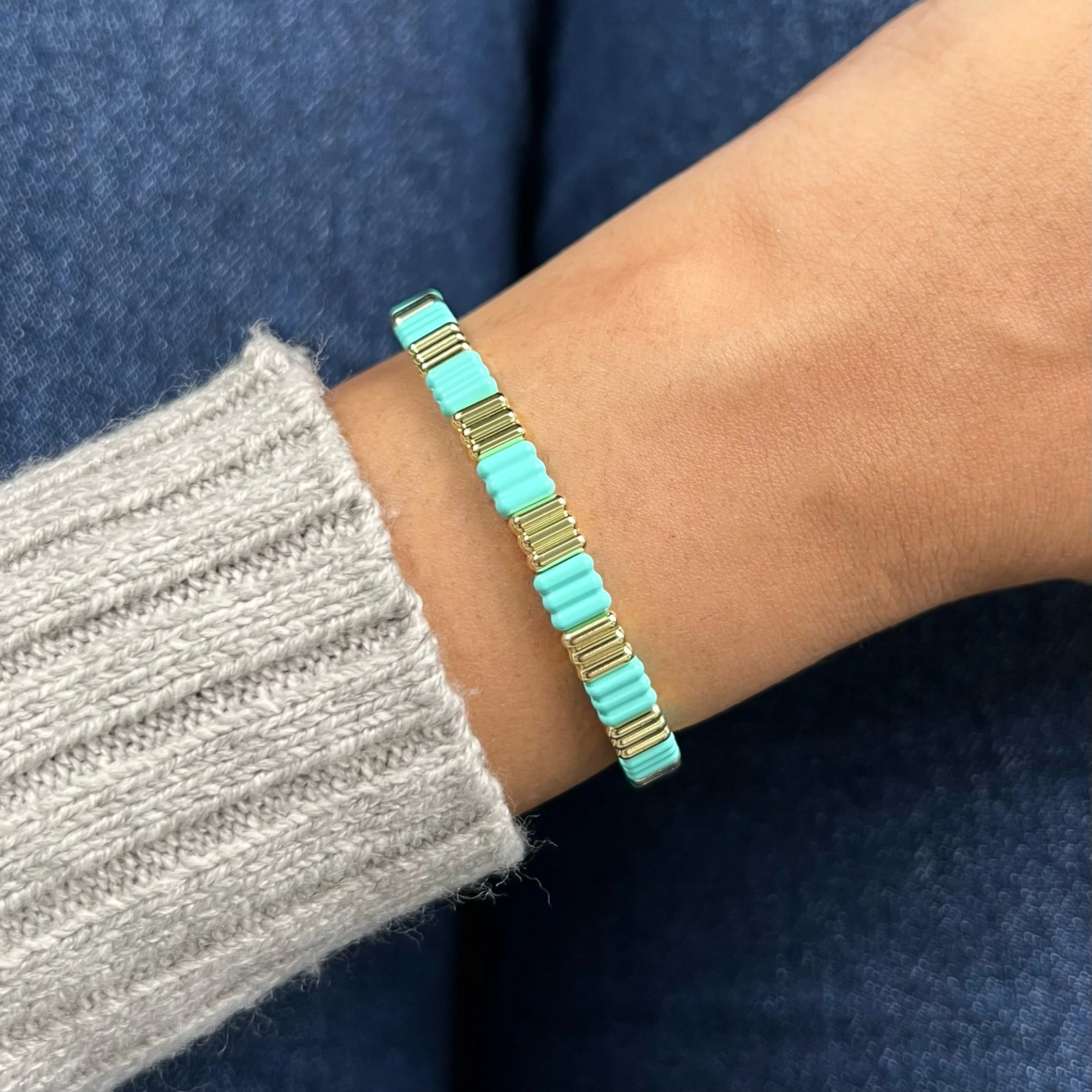 Groovy Enamel Bracelet | Mint | Thin - Image 2