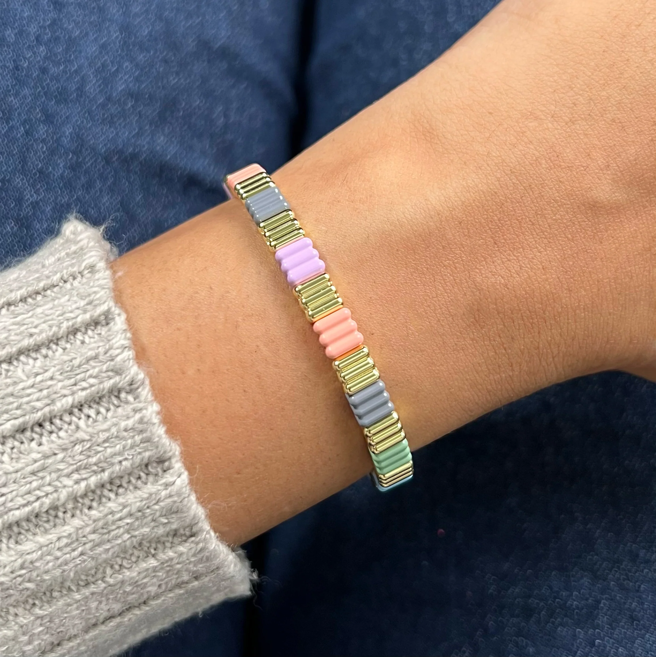 Groovy Enamel Bracelet | Pastel | Thin - Image 3