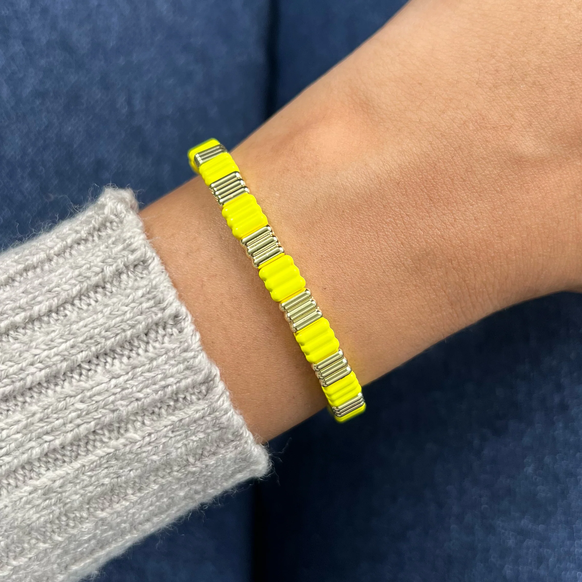 Groovy Enamel Bracelet | Pop Yellow | Thin - Image 2