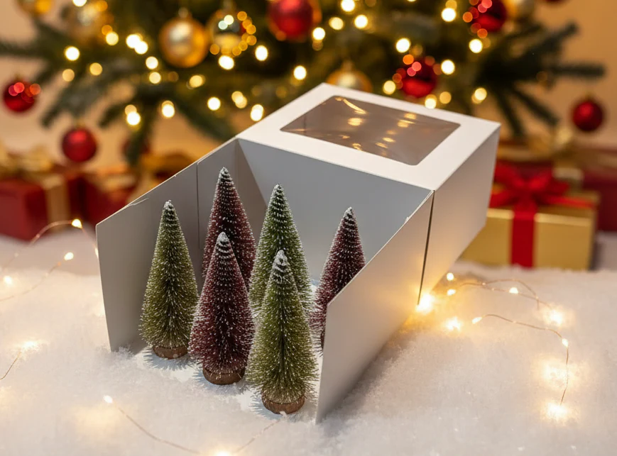 SELENE, pack of 6 premium red and gold miniature bottle brush trees by SWEN - Image 2