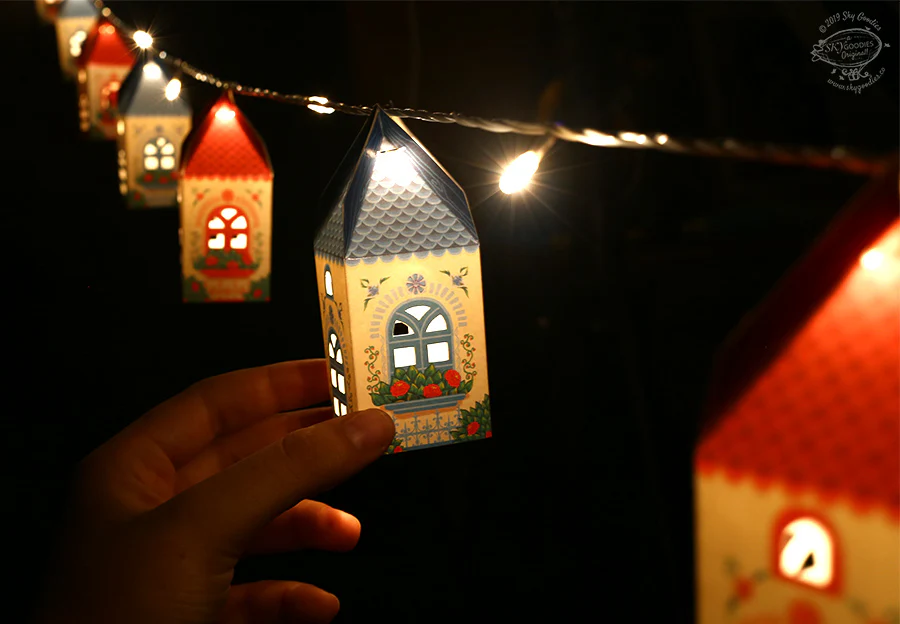 Set of 10 Mini Happy Home with Fairy Lights - Electric with 2 Pin Plug - Image 5