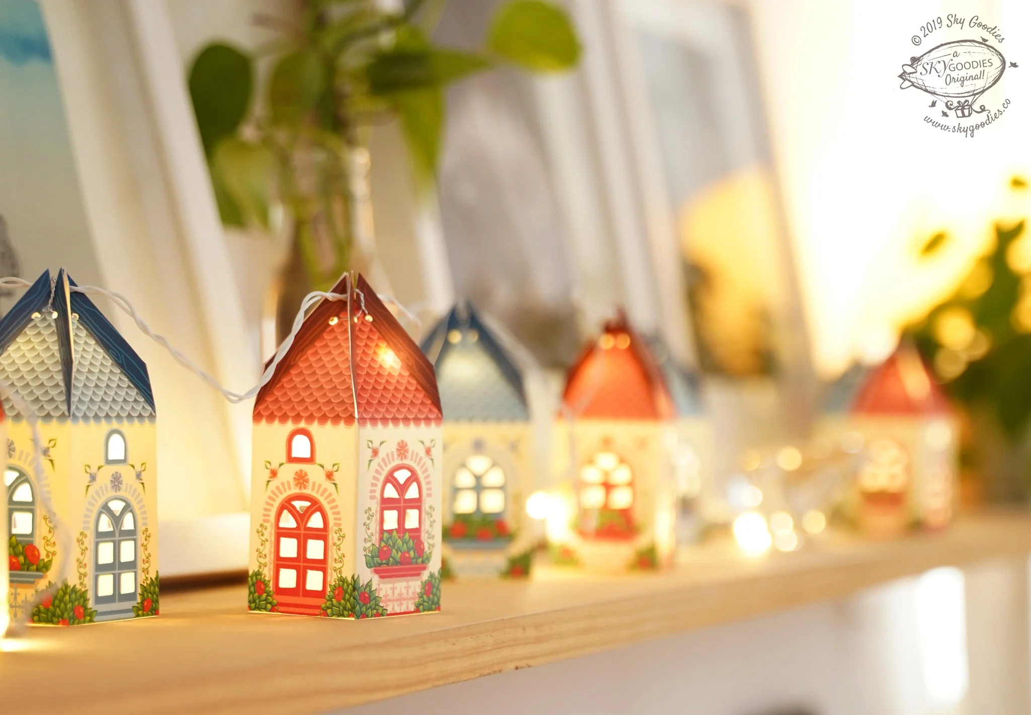 Set of 10 Mini Happy Home with Fairy Lights - Electric with 2 Pin Plug - Image 9