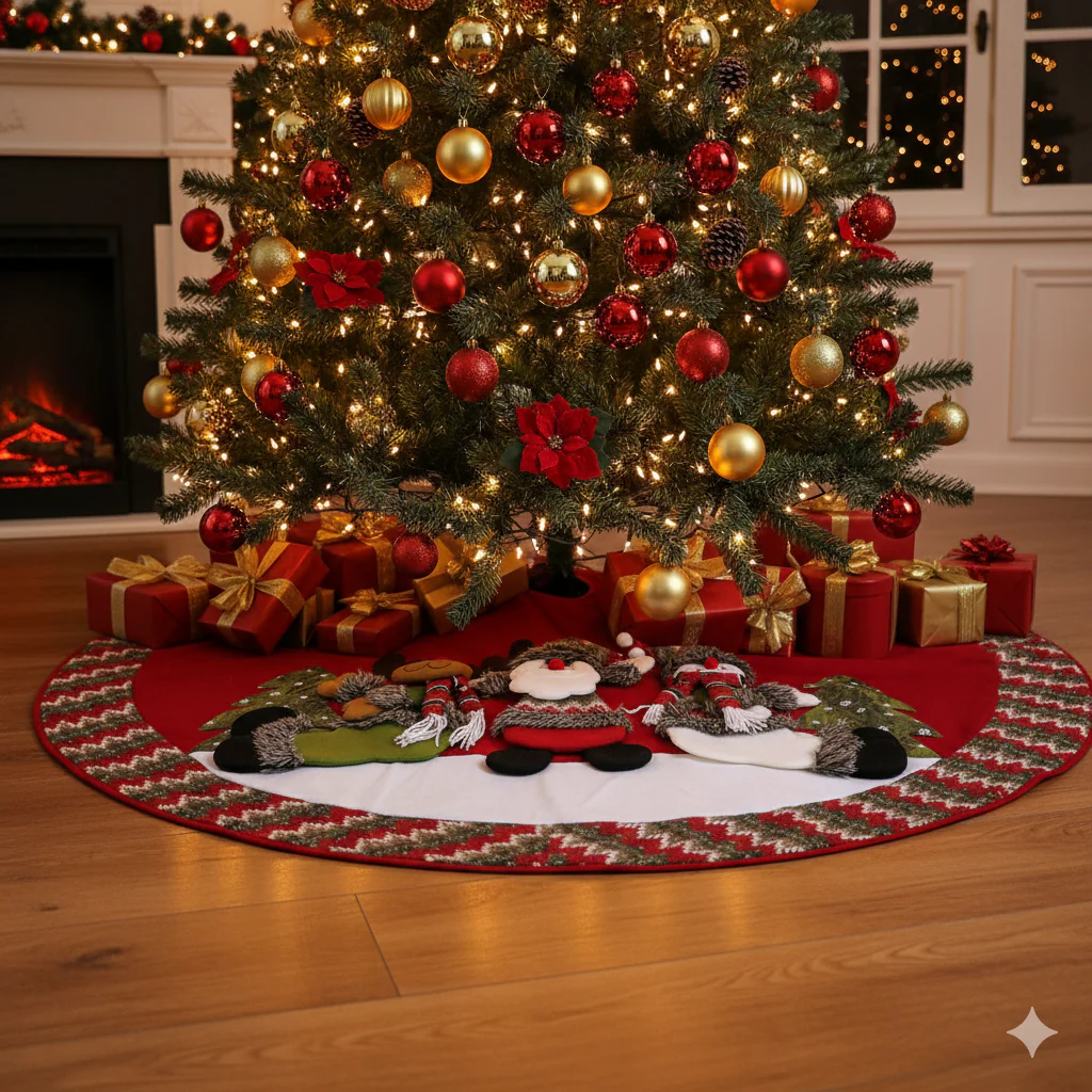 SMITTEN, the enchanting Whimsical Winter Friends Appliquéd Christmas Tree Skirt by SWENSMITTEN, the enchanting Whimsical Winter Friends Appliquéd Christmas Tree Skirt by SWEN - Image 2