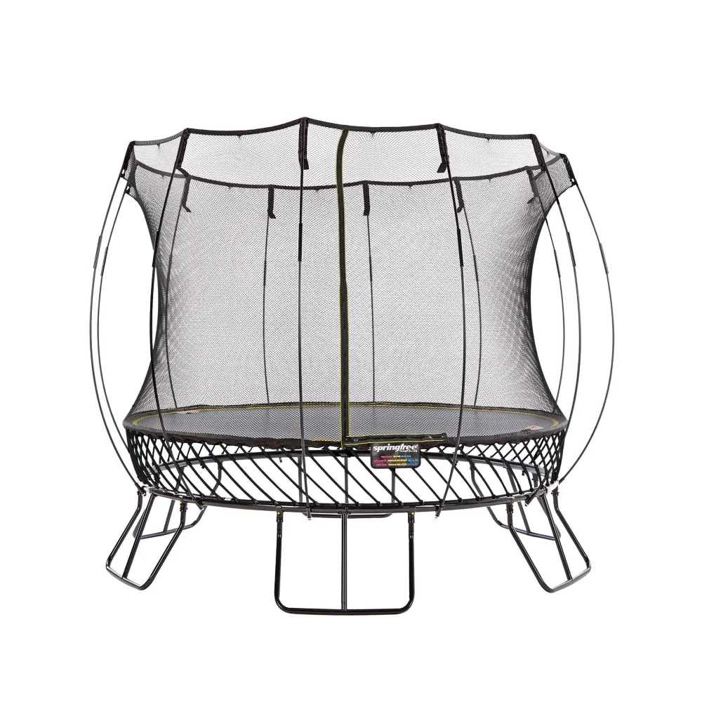 Springfree Compact Round Trampoline With Enclosure and with Flex R Hoop Basket Ball