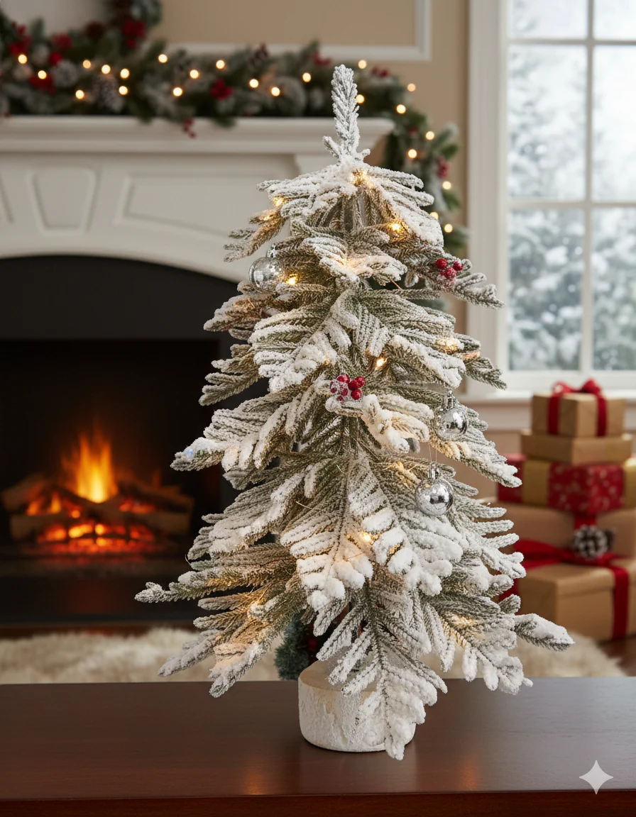 SWEN 2 feet LUCE tabletop Christmas tree with frosting and woodden base - Image 3