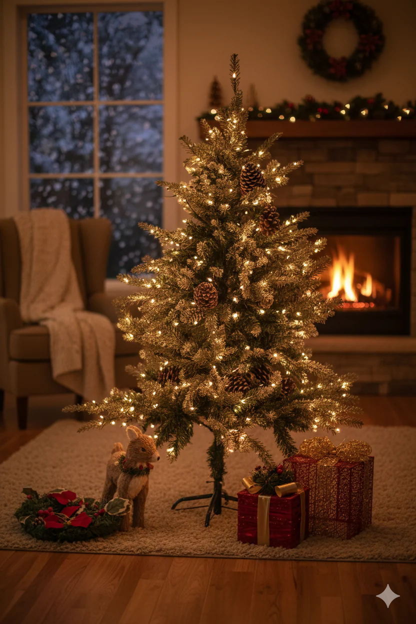 SWEN 4 feet BALSAM christmas tree with light frosting and large pine cones - Image 7