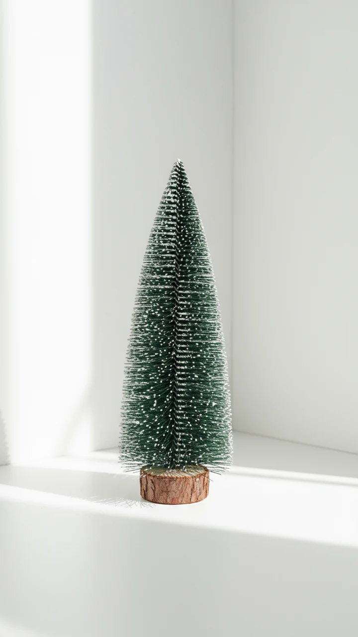SWEN JANE tabletop christmas tree with frosting and woodden base, pack of 3 - Image 2