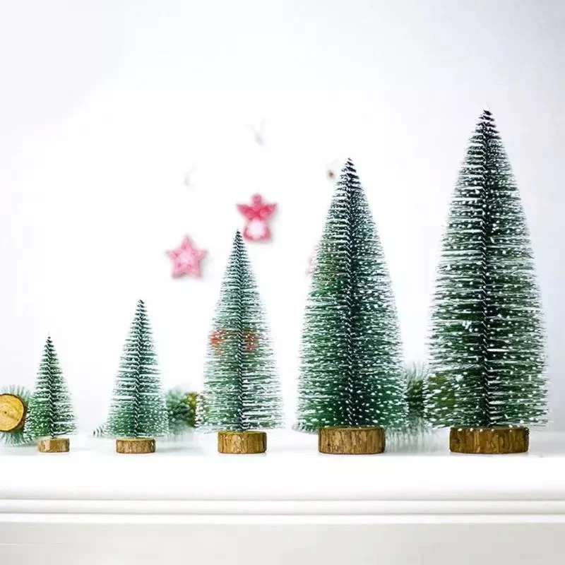 SWEN JANE tabletop christmas tree with frosting and woodden base, pack of 3 - Image 3