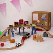 The Dino Land | Playbox The Dino Land | Third Set-1 Including (Police Jeep,1 Car,1 Boat,2 Dinosaurs,3 Stones,1 Signal,4 Plastic Attachment,12 Tracks and1 Large Bridge) - Image 5