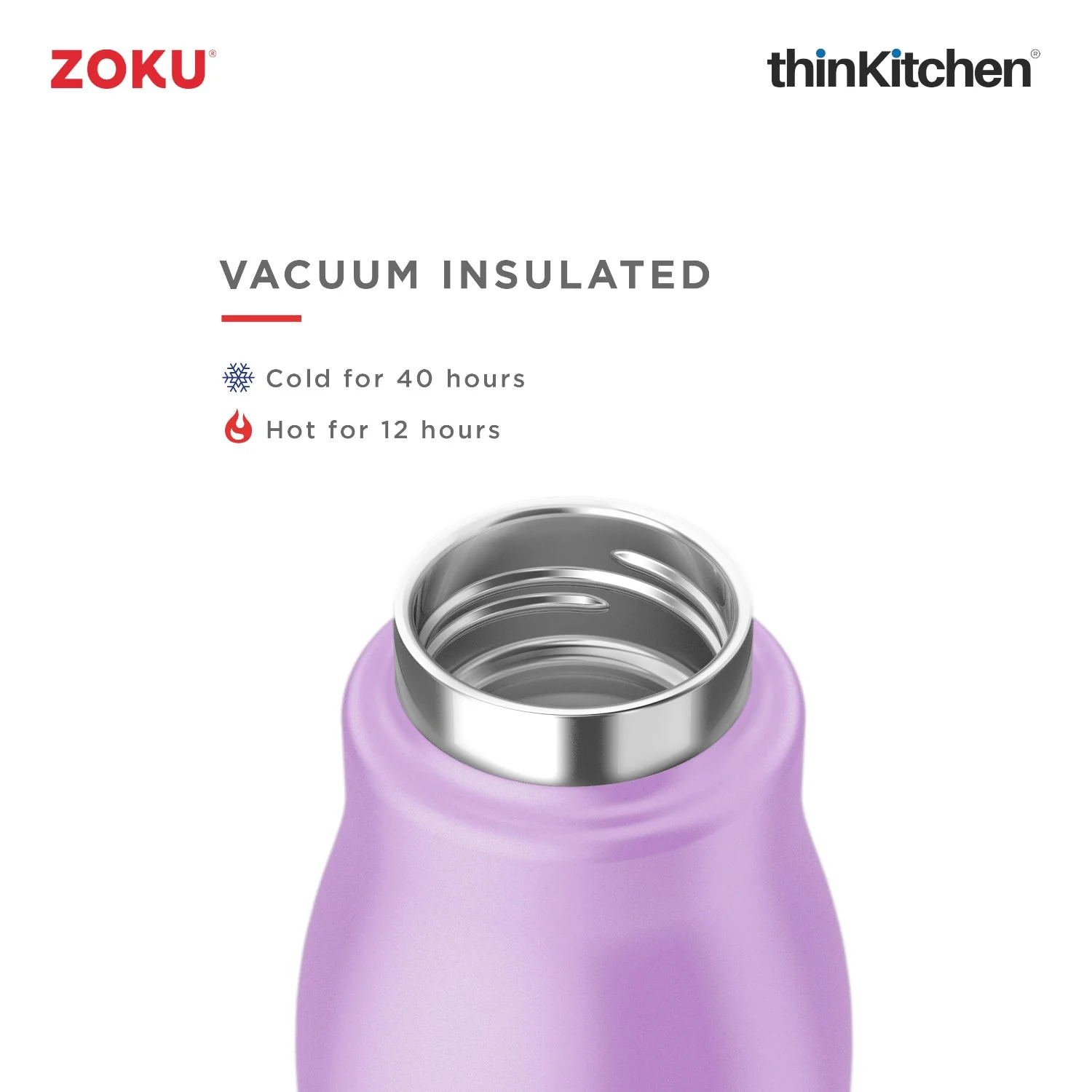 thinKitchen™ Zoku Lavender Stainless Steel  Bottle, 500ml - Image 4