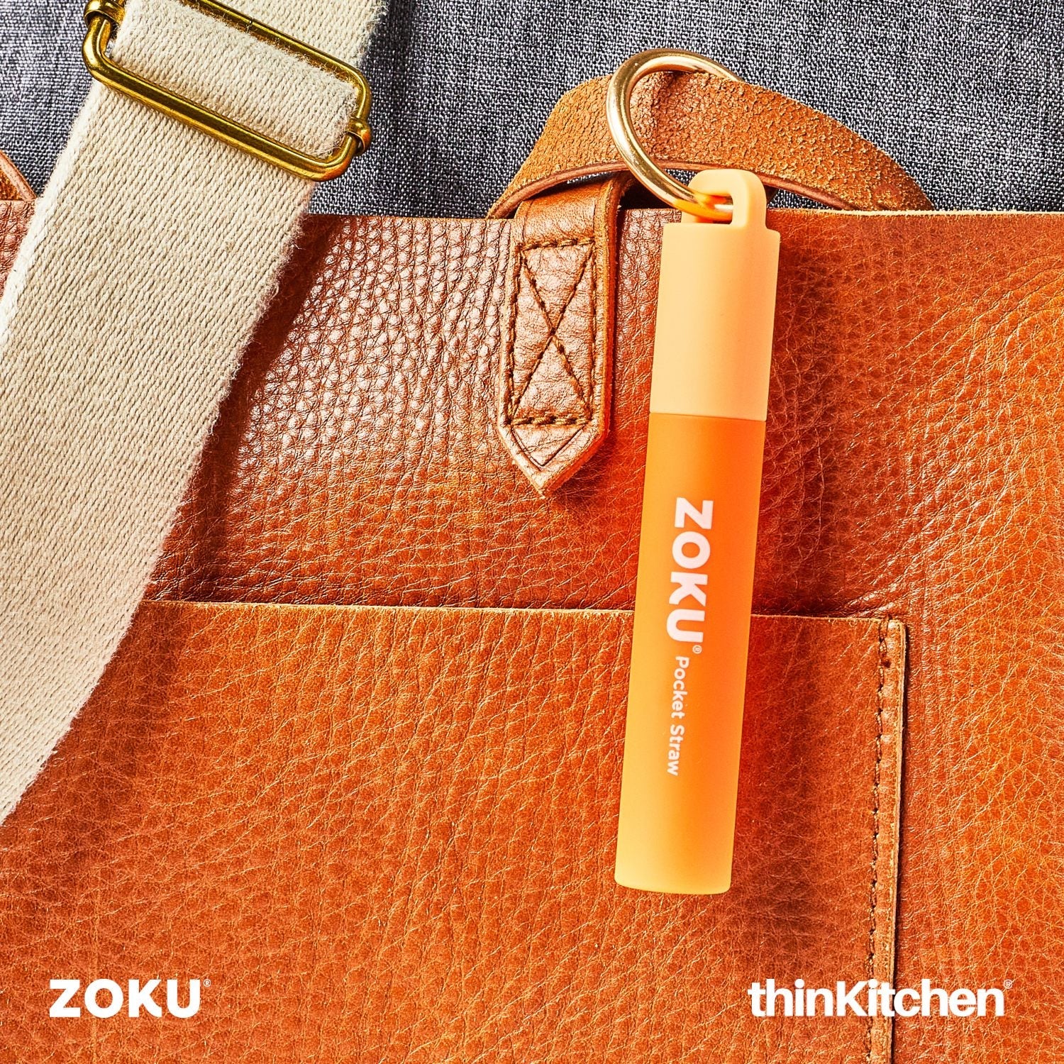 thinKitchen™ Zoku Orange Two Tone Pocket Straw - Image 5