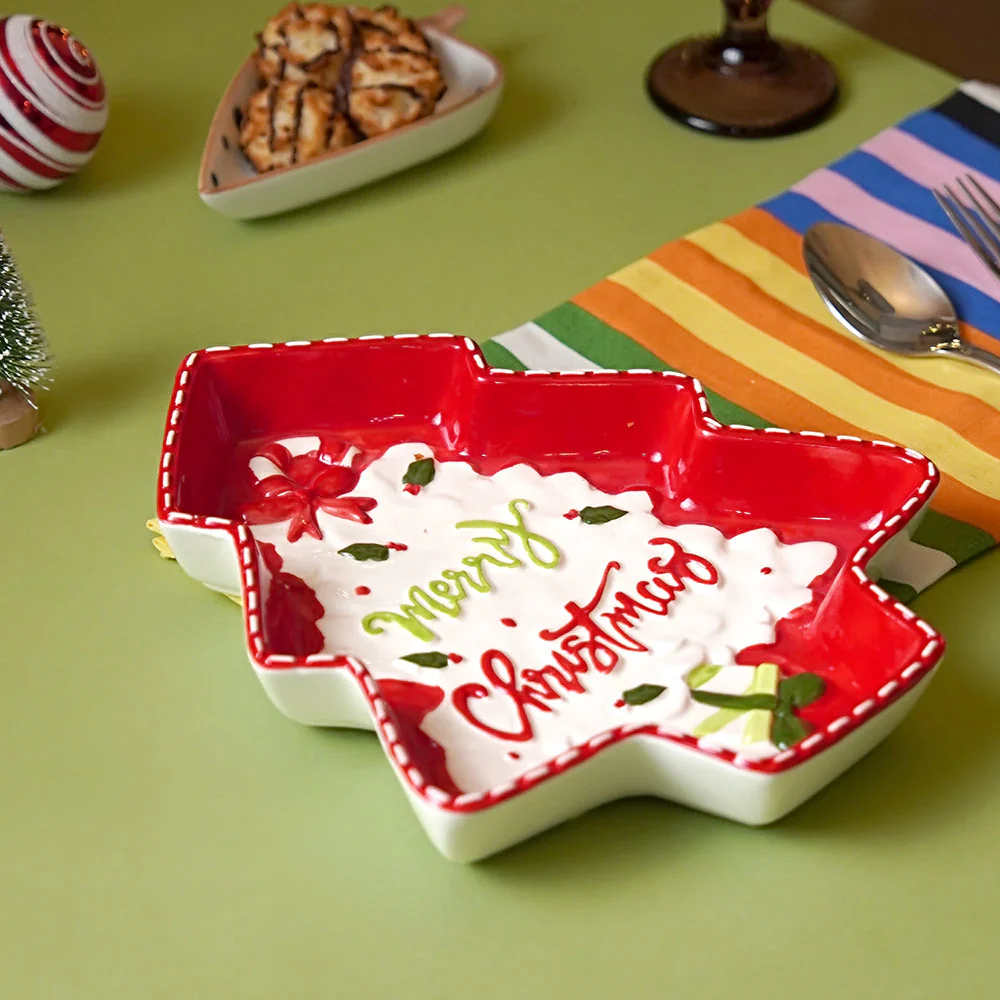 Tree Shape Christmas ceramic serving tray - Image 4