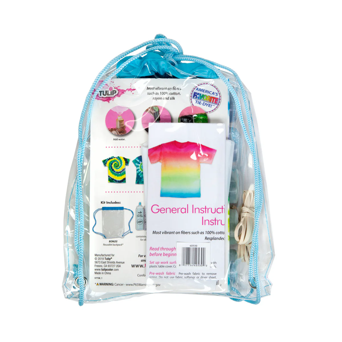 Tulip Beachy Blues One-Step Tie-Dye Backpack Kit - Image 3