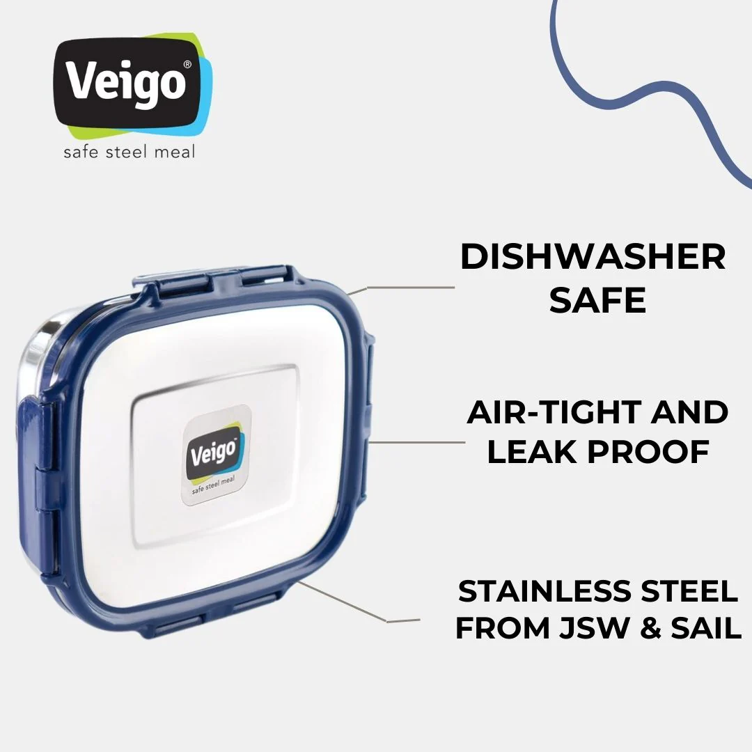 Veigo Large Stainless Steel Lunch Box - Navy Blue | Rainbow Limited Edition - Image 6