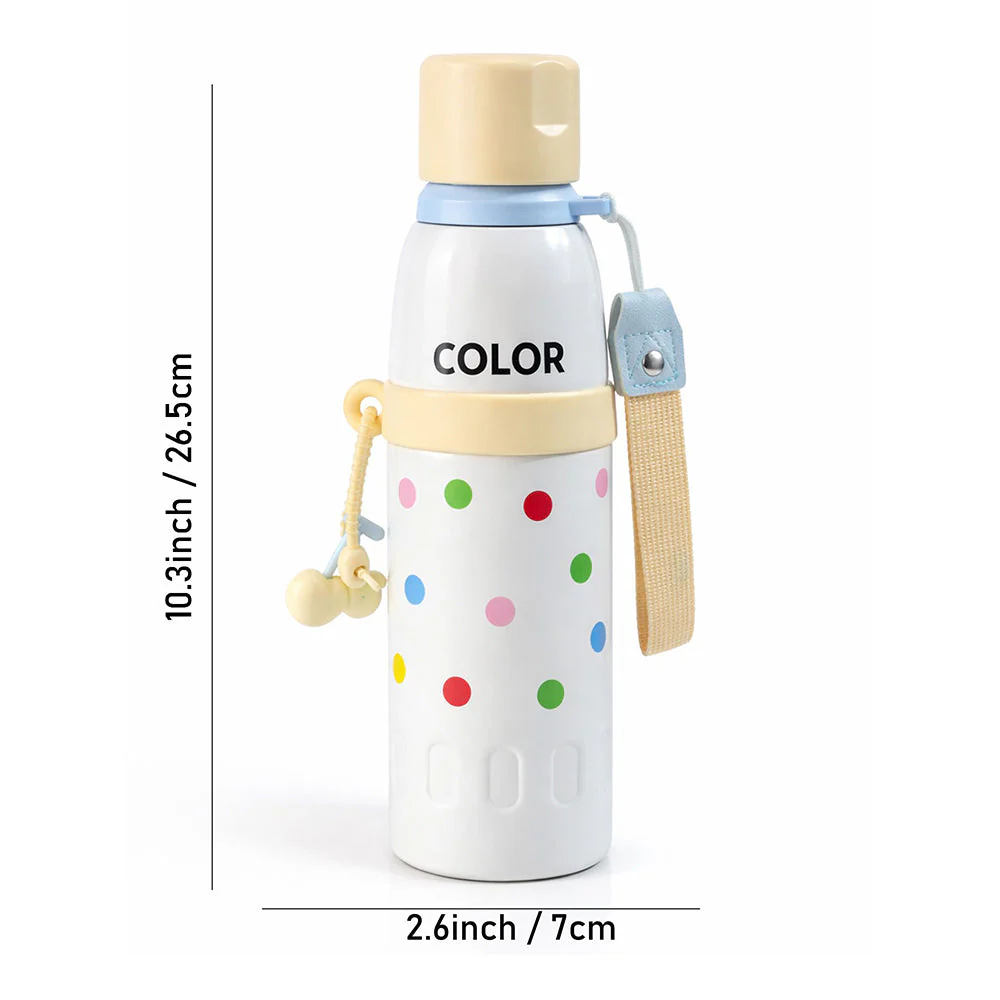 Yellow Polka Dots Stripes Cap Series,  Stainless Steel Kids Water Bottle , 520ml - Image 7
