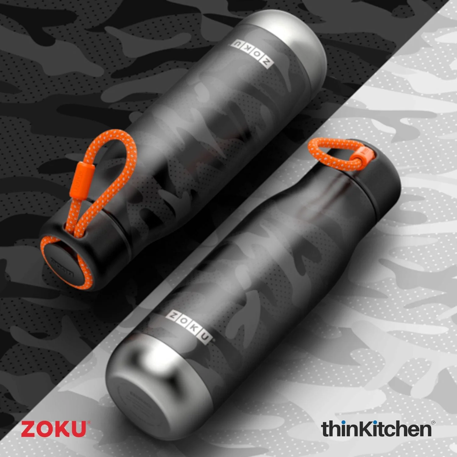 thinKitchen™ Zoku Black Camo Stainless Steel Bottle, 500ml - Image 4