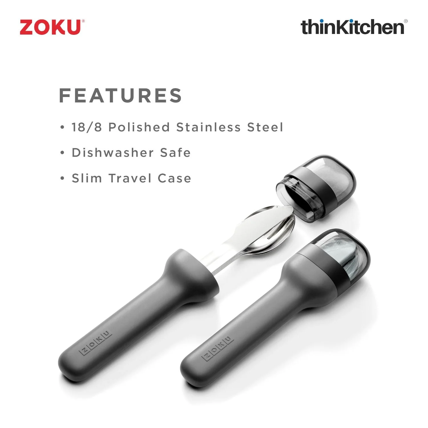 Zoku Stainless Steel Kids Pocket Utensil Set - Black - Image 10